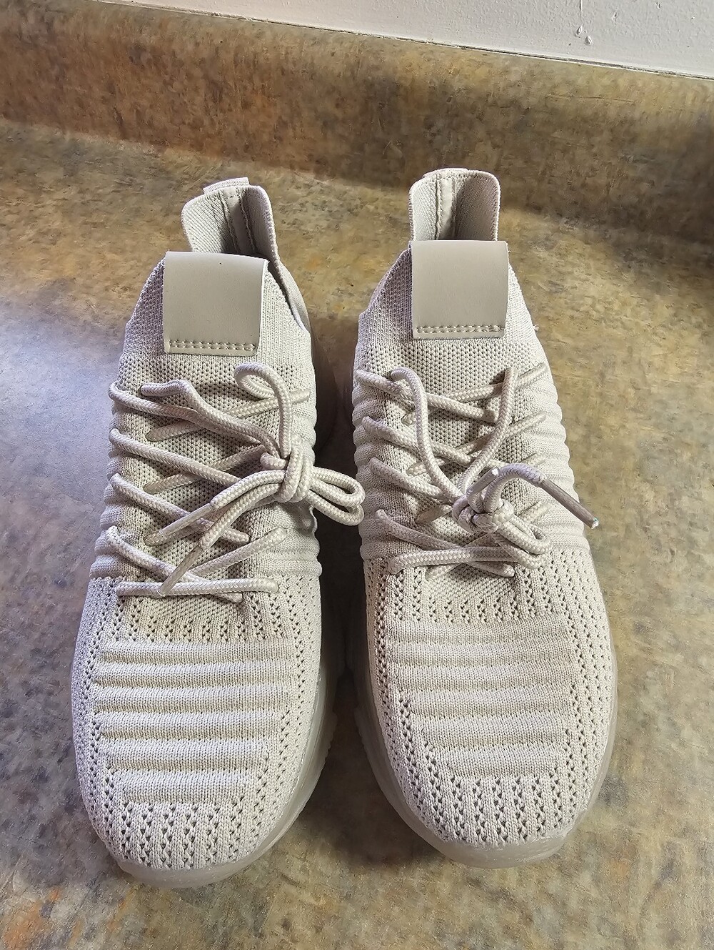 Cushionaire Women's Apolo Knit Sneaker +Memory Foam- Beige Sz 8M